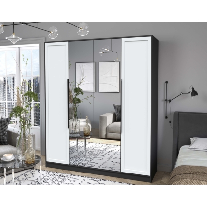 Шкаф распашной Тренд КТ-Ш4 (з) (Антрацит ЛДСП/ Белый ЛМДФ) Ш1800 В2128 Г547